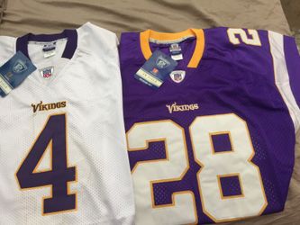 #4 Brett Farve size large #28 Peterson size xl clean jerseys