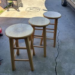 3 Wood bar stools