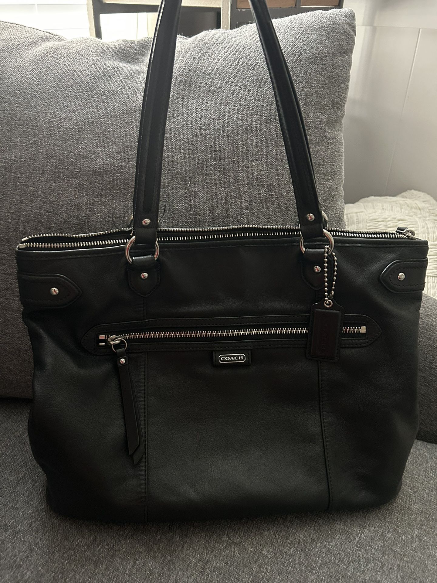 Coach Large Black Daisy Leather Tote Bag