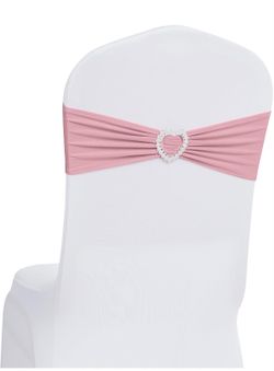 Pack of 120 Spandex Chair Sashes Bows Stretch Chair Cover Band with Buckle Slider Universal Elastic Chair Ties for Wedding Banquet Party Event Decorat