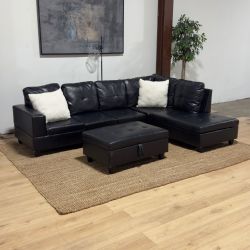 Black Sectional Sofa and Outtoman 🚛 Same Day Delivery