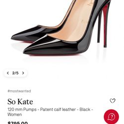 Brand New Christian Louboutin So Kate Black Patent Leather