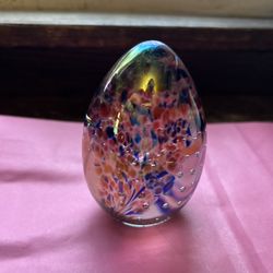 Glass Eye Studio GES Bubble Iridescent Egg Paperweight 