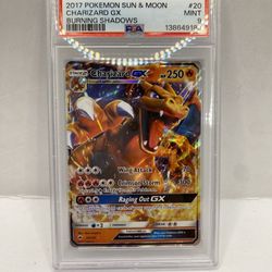 2017 Pokémon Sun & Moon Burning Shadows Charizard GX #20 PSA 9 MINT Graded Holo