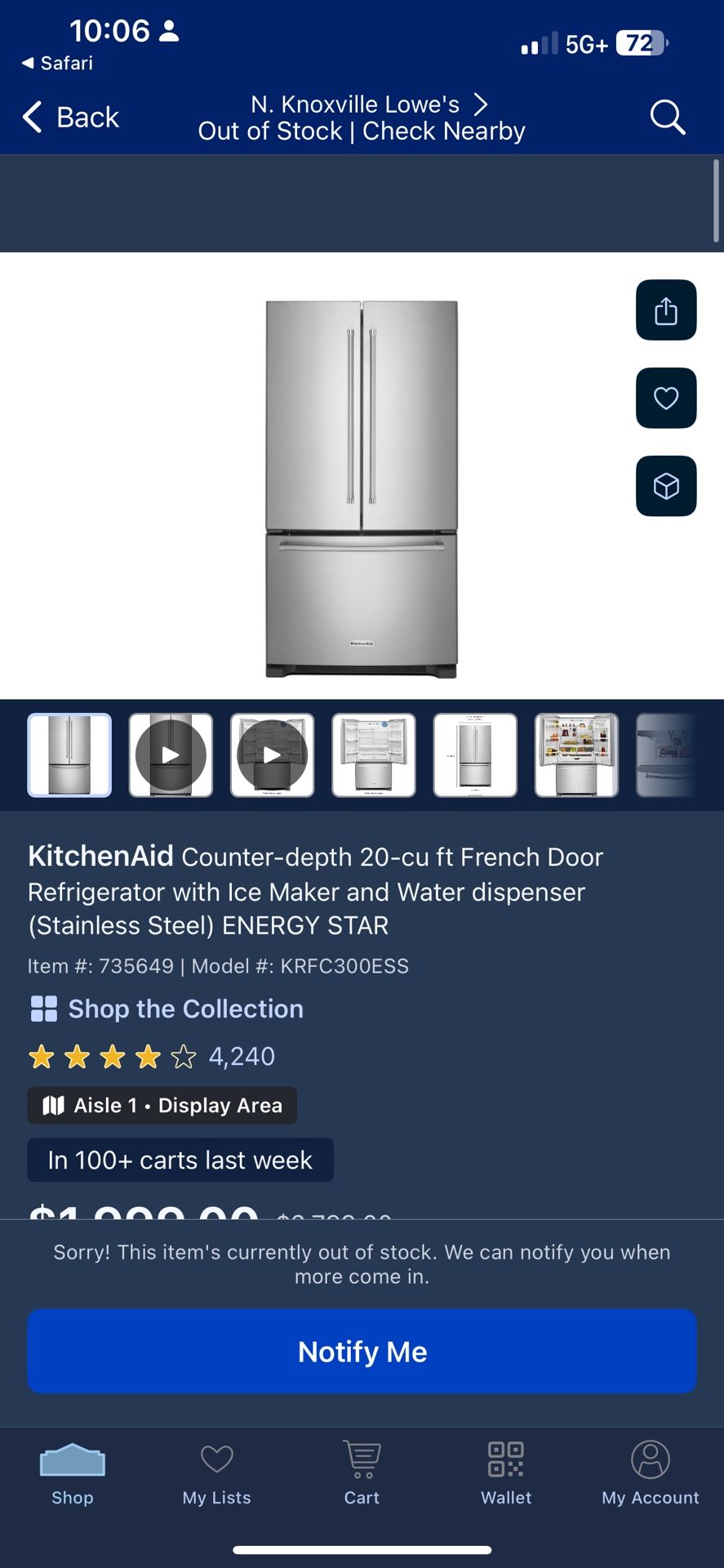 Kitchen Aid Refrigerator