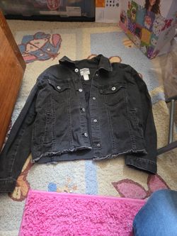 Girls Black Jean Jacket Size 14