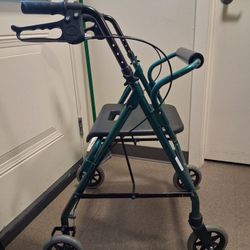 Walker INVACARE MEDICAL Metalic 💚Green 🟩 WALKER 250  CAPACITY! Nice Rubber Wheels and Great Brakes 🛞 Hubs 