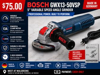 Bosch GWX13-50VSP 5" Variable Speed Angle Grinder X-LOCK – Made in Germany