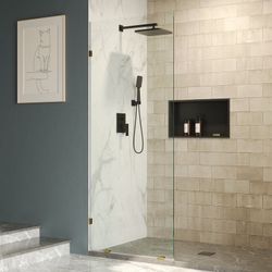 ALLY 32"x 78" Single Fixed Glass Panel for Shower, Thick Frameless Tempered Safety Glass Shower Door & Fixed Panel with Hardware