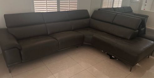 Dark Gray Leather Sectional Sofa