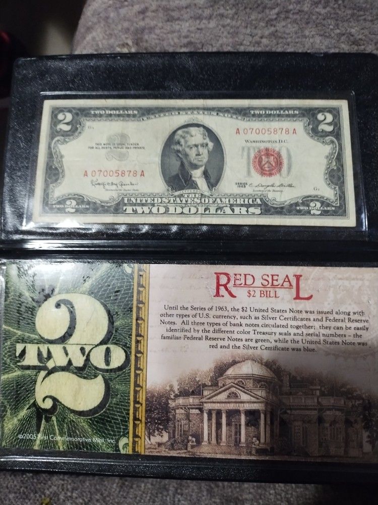 1963 2 Dollar Red Seal Bill