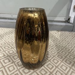 Gold Glass Vase approx H11.5”W6.5”opening top 4” round