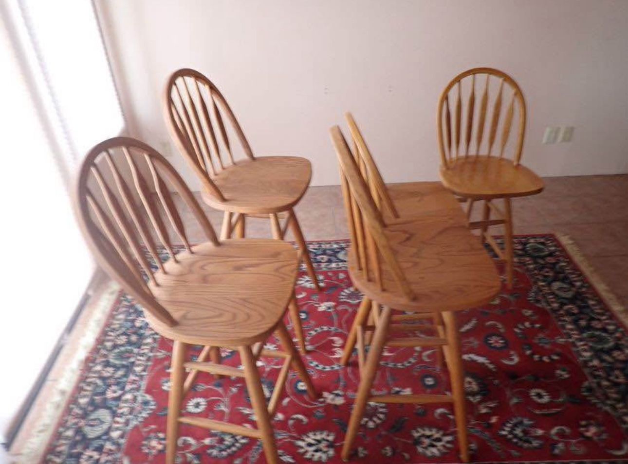 Set of 5 Solid Oak Intercon Swivel Barstools – Counter & Bar Height