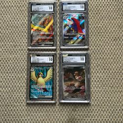 Team Rockets Moltres Ex, Braviary, Pidgeot Ex, Spearow Graded Pokemon Collectible Cards 