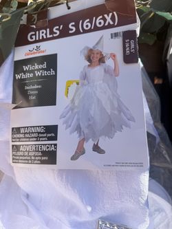 Girls Wicked White Witch Halloween Costume Size S 6/6X
