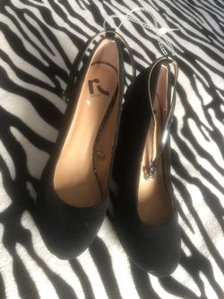 Black suede wedge heel shoes