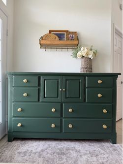 Solid Wood Green Dresser Credenza Buffet Table