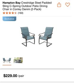 Hampton Bay Crestridge Steel Padded Sling Chairs (2-Pack)