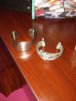 Silver Cuff Bracelets Set of 2
