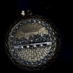 1750$  10k Gold Last Supper Pendant With Diamonds