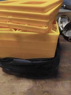 Yellow Plastic Storage Crate with Black Bag