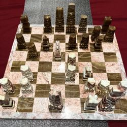 Pink Marble Heavy Duty Chess Board w/ Pieces!