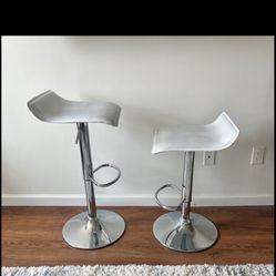 Set of 2 White Faux Leather Bar Stools - MUST Go By 8/29!