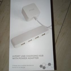 4 Port USB Charging Hub w/ Power Adapter