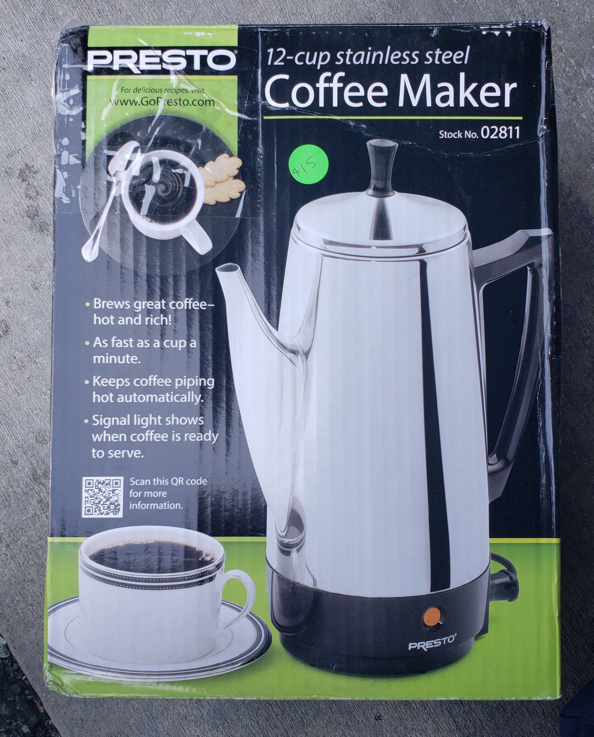 Presto 12 Cup Stainless Steel Coffee Maker
