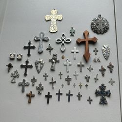 Bag Of Miscellaneous Crosses (earrings, Pendants, Charms, Etc.)