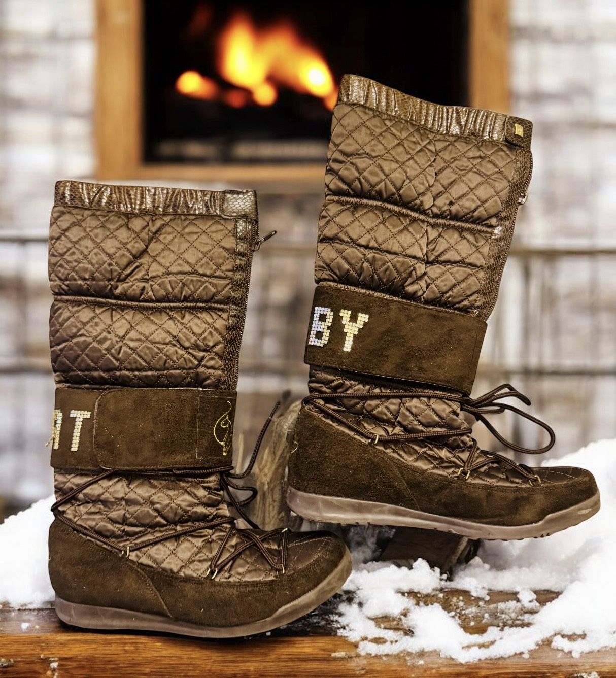 Baby Phat Women's Boots Brown/Gold