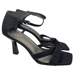 Franco Sarto Rania stiletto cut-out ankle strap black heel sandals Size 11