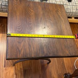 Wood And  Wrought Iron Side Table