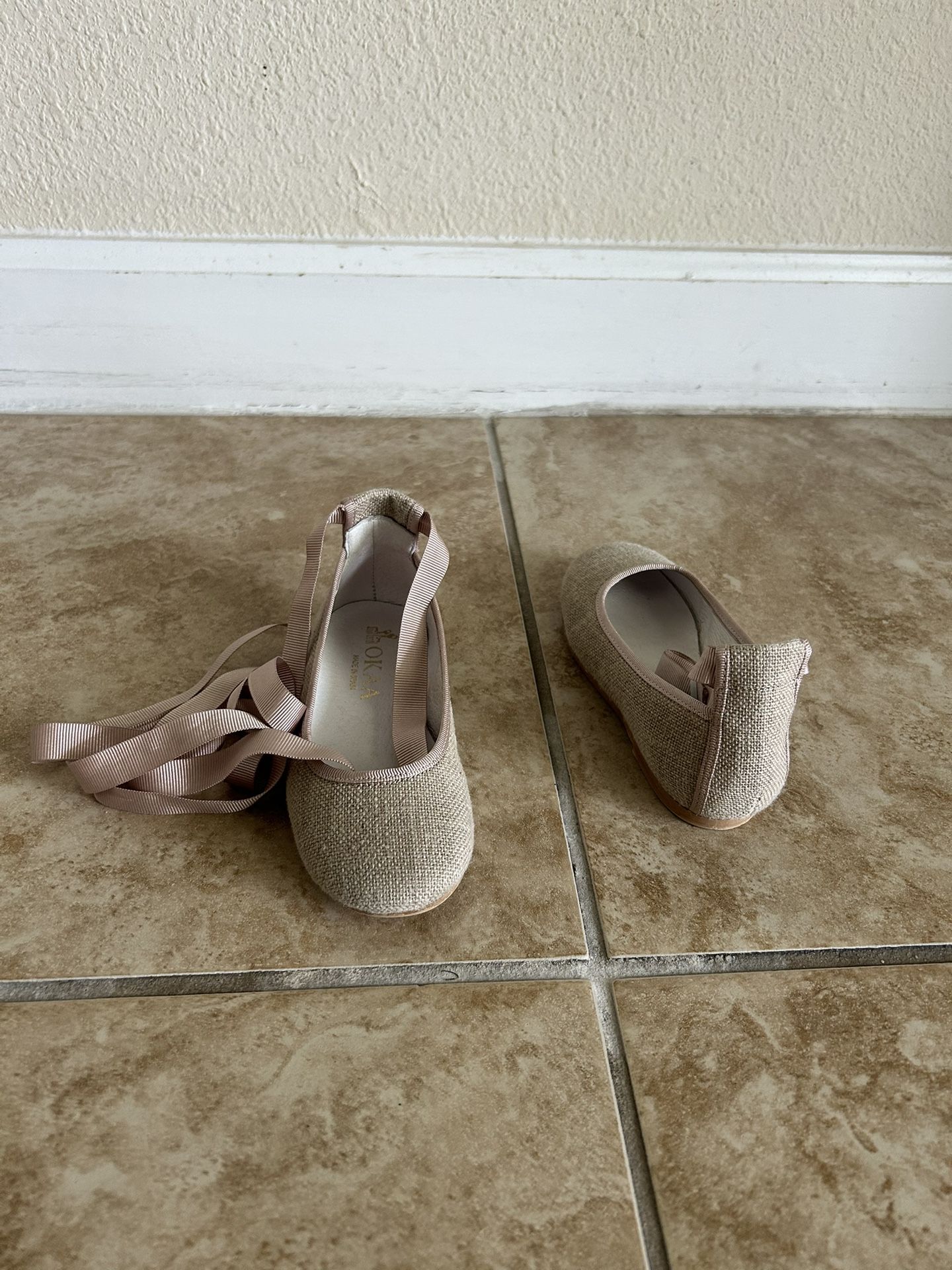 Okaa Shoe with Ribbons. Size 27 (Eur - Spain Size). Used Once