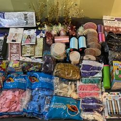 80 Piece Party Supplies Balloons, Confetti, Streamers Sash, Streamers, Signs, Ribbons, Electric Pump, (Over $500+ Value) (Brand New!)