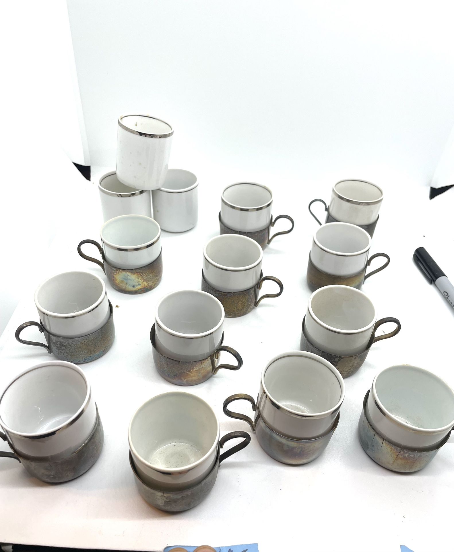Rare Set Of 12 Bellini Silver Espresso Cups
