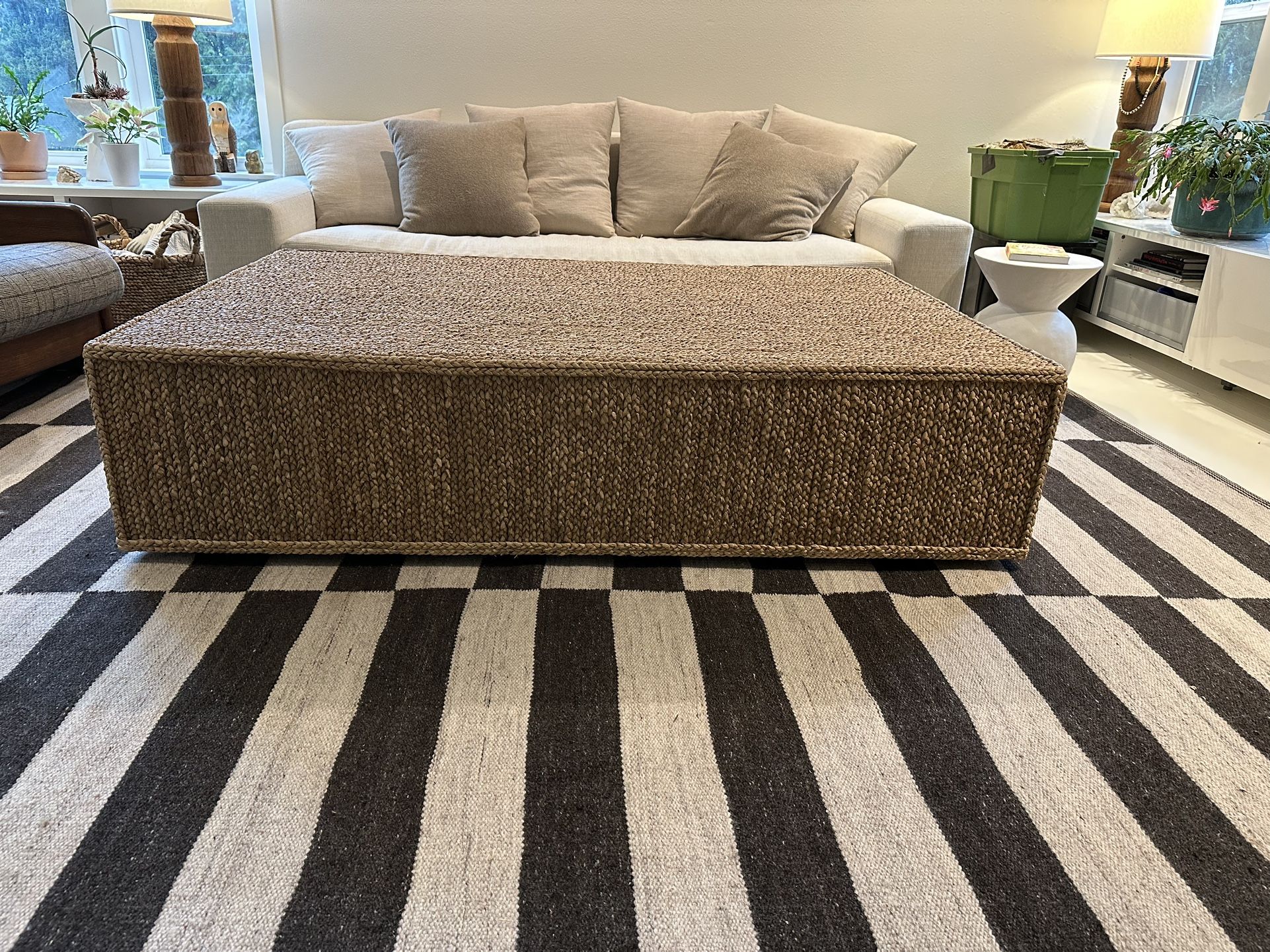 Jute Seagrass Ottoman Coffee Table Restoration Hardware