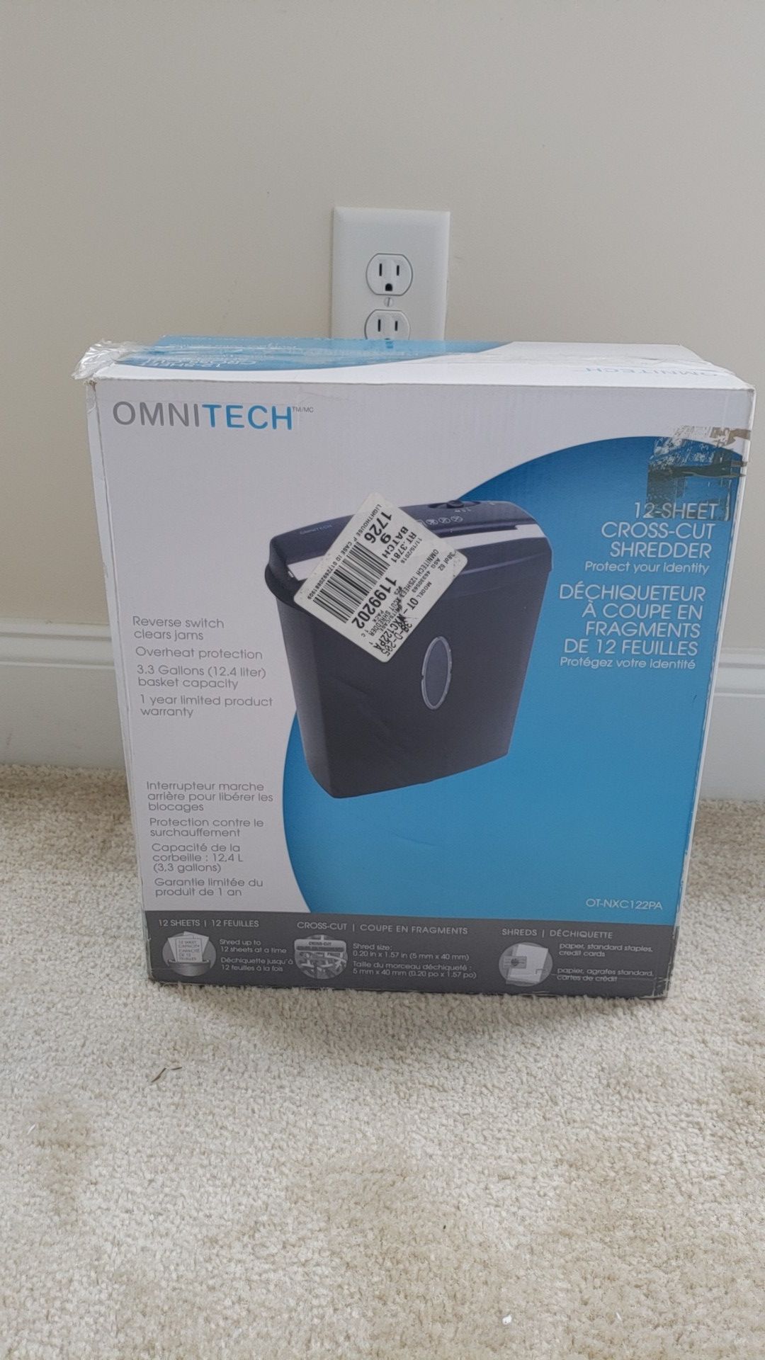 NEW Onmitech 12-sheet cross-cut shredder.