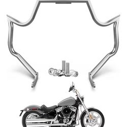 Crash Bar Engine Guard Highway Bar for Harley Davidson Softail FL Deluxe Fat Boy Slim Heritage Springer Classic Cross Bones 2000-2017 (Sliver