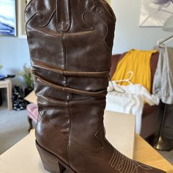 Steve Madden Saddle Brown Leather Boots, Size 9