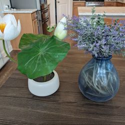 Faux Flower And Vase With Lavender