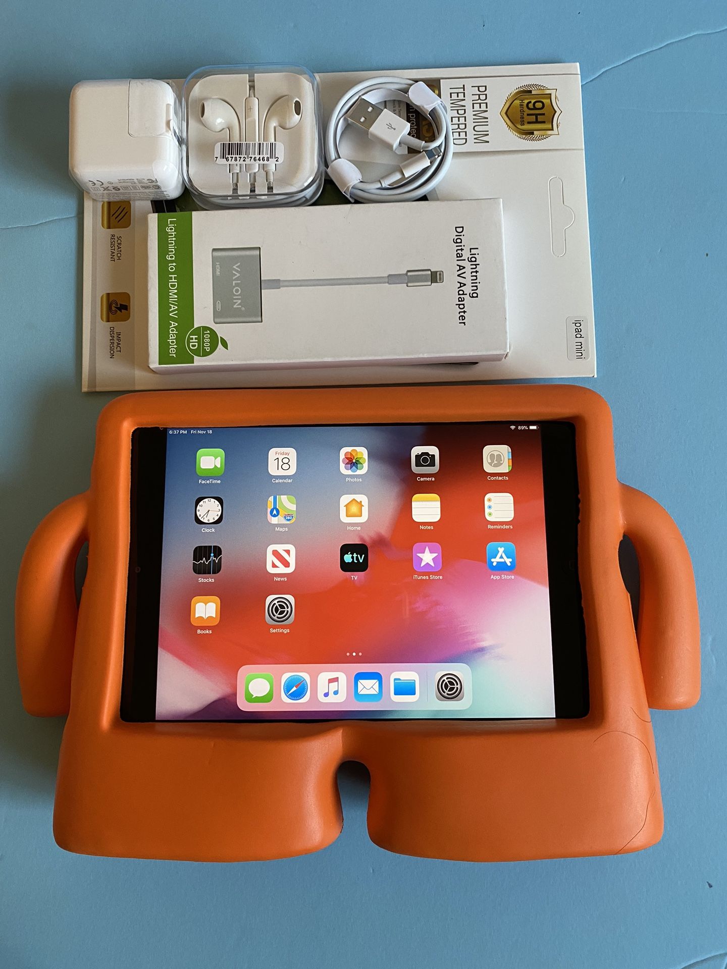 Apple IPad Mini 2 (Retina Display/ 2 HD Camera / IOS 12) 16GB with new kids protective case / screen protector & new Accessories (32GB $149)