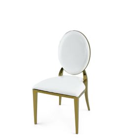 Elegant Gold Stainless Steel Dining Chairs – White Upholstered Seats