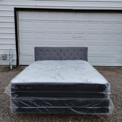 Modern Queen Size Bed Includes Mattress Sef