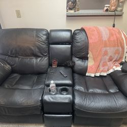 Leather Recliner With Outlet Plugs 