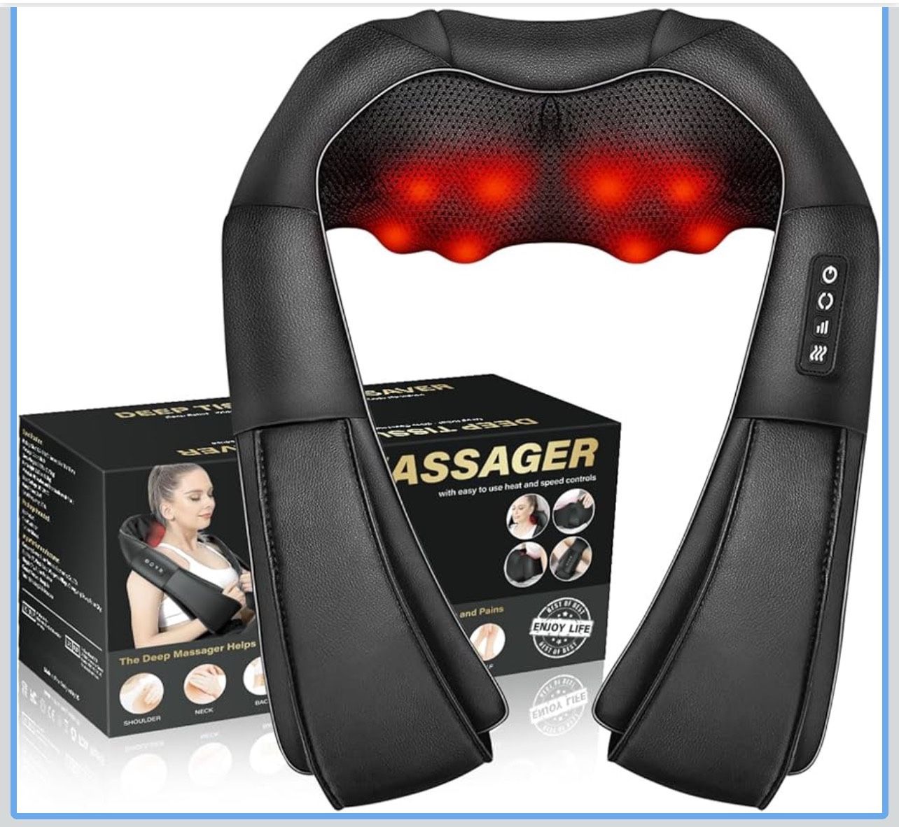 Shiatsu Neck Massager, Back and Neck Massager with Heat, Electric Deep Tissue 3D Kneading Massage Pillow for Back, Shoulder, Muscle Pain Relief, Offic