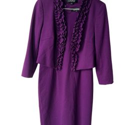 Kasper Womens Dress Jacket Blazer 4 Set Purple Ruffle  Comes from a pet and smoke free t.  Measurements are in the pictures.Look elegant and stylish i