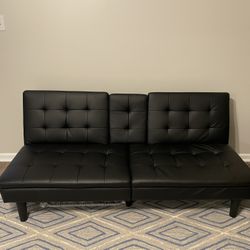 Black Leather Sofa/futon
