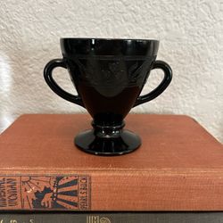 Vintage Black Glass Sugar Bowl