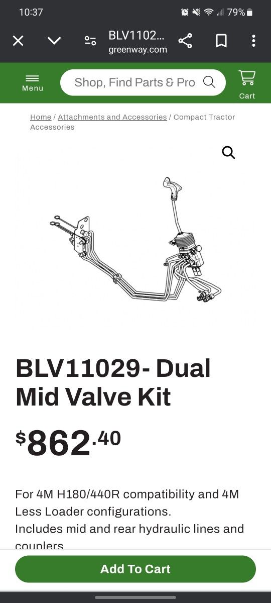 John Deere Dual Mid-valve Kit Tractor